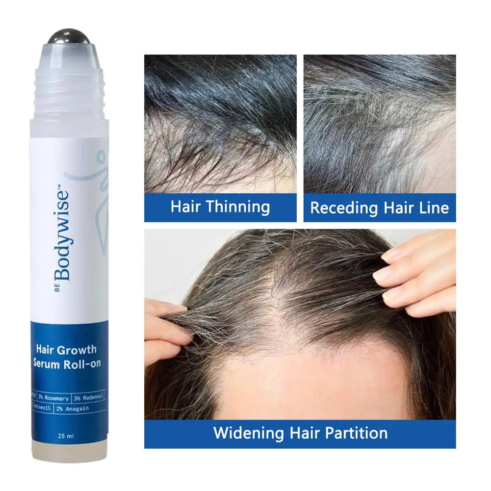 Be Bodywise™  Organic Hair Growth Serum Roll-On For Men and Women